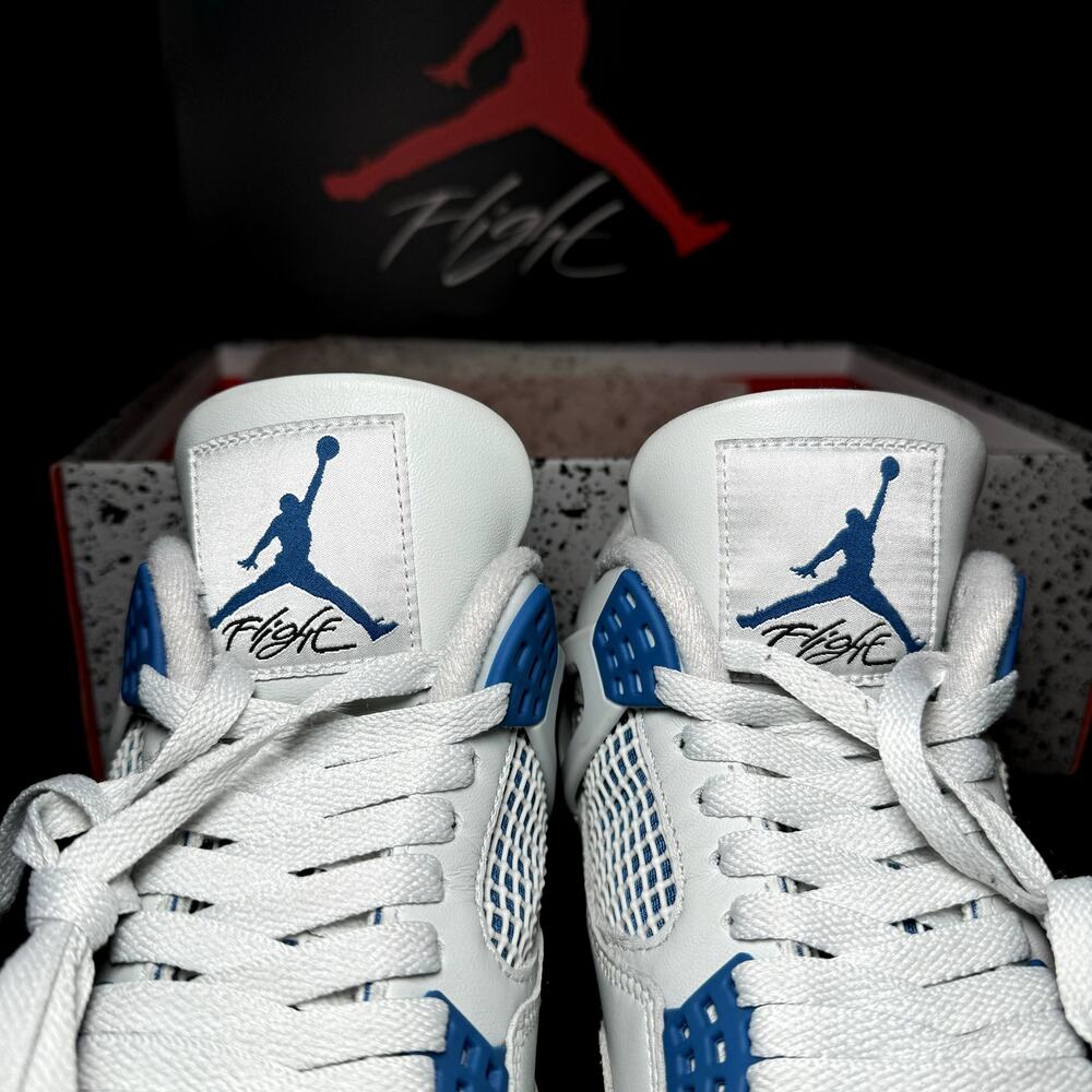 Size 10.5 - Nike Air Jordan 4 Retro Military Blue 2024 Men's Shoes - Picture 5 of 10